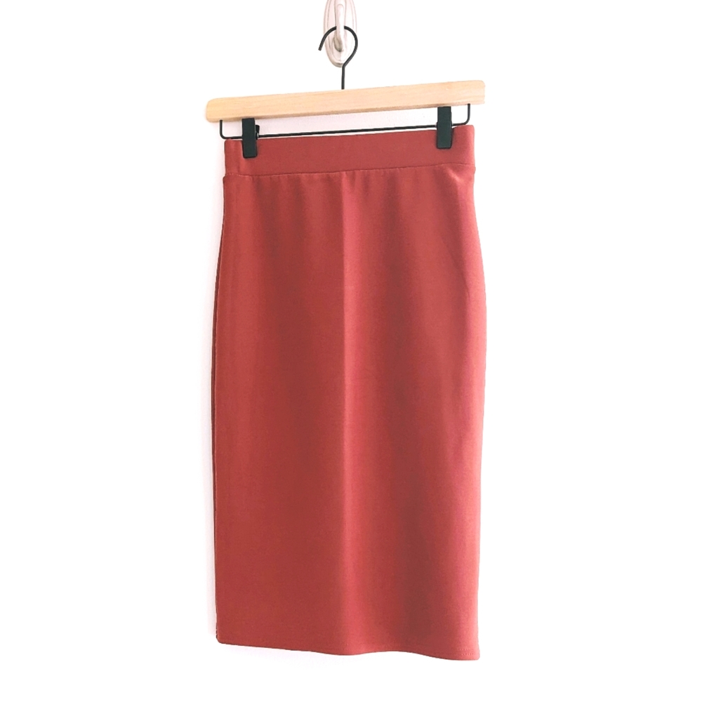Coral Peach Pencil Skirt